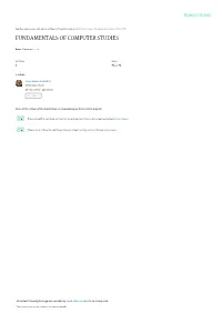 Fundamentals of Computer Studies