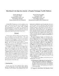 Host-Based Code Injection Attacks: a Popular Technique Used by Malware