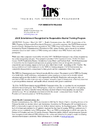 JACK Entertainment Recognized for Responsible Alcohol Training Program