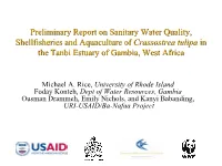 Preliminary Report on Sanitary Water Quality, Shellfisheries And