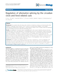 Regulation of Alternative Splicing by the Circadian Clock and Food Related