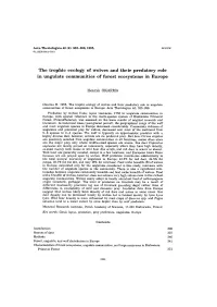 The Trophic Ecology of Wolves and Their Predatory Role in Ungulate Communities of Forest Ecosystems in Europe