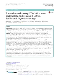 Tomatidine and Analog FC04–100 Possess Bactericidal Activities
