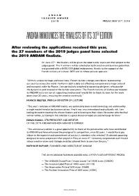 Announcement of the 2019 Andam Finalists