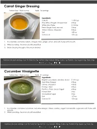 Carrot Ginger Dressing Cucumber Vinaigrette