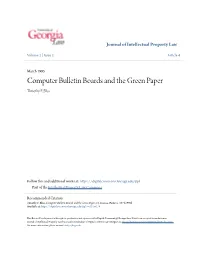 Computer Bulletin Boards and the Green Paper Timothy F