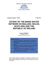 Extent of the Mains Water Network in England, Wales, Scotland and the Republic of Ireland
