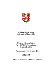 Institute of Astronomy University of Cambridge Natural Sciences Tripos