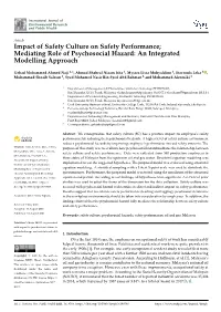 Mediating Role of Psychosocial Hazard: an Integrated Modelling Approach
