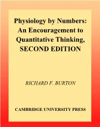 Physiology by Numbers: an Encouragement to Quantitative Thinking, SECOND EDITION