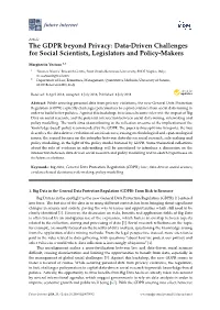 The GDPR Beyond Privacy: Data-Driven Challenges for Social Scientists, Legislators and Policy-Makers