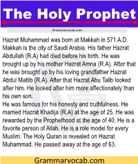 The Holy Prophet