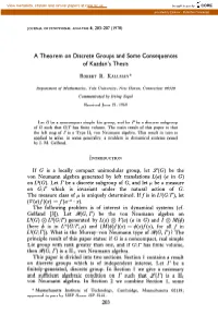 A Theorem on Discrete Groups and Some Consequences of Kazdan's