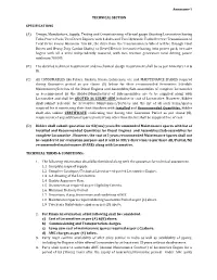 Annexure-1 TECHNICAL SECTION SPECIFICATIONS (A) Design, Manufacture, Supply, Testing and Commissioning of Broad Gauge Shunti