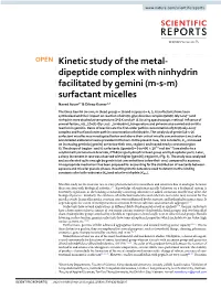 Dipeptide Complex with Ninhydrin Facilitated by Gemini (Msm)