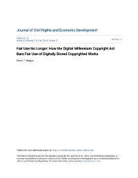 How the Digital Millennium Copyright Act Bars Fair Use of Digitally Stored Copyrighted Works
