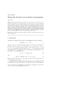 Mean-Risk Objectives in Stochastic Programming