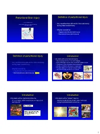 Parturitional Brain Injury Definition of Parturitional Injury