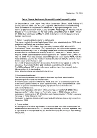 Patent Dispute Settlement; Financial Results Forecast Revision