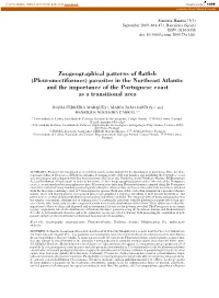 Zoogeographical Patterns of Flatfish (Pleuronectiformes) Parasites in the Northeast Atlantic and the Importance of the Portuguese Coast As a Transitional Area