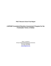 A NPASP-Consistent Baseline Assessment Program for the Freshwater Fishes of Belize