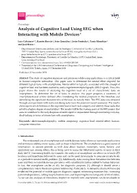 Analysis of Cognitive Load Using EEG When Interacting with Mobile Devices †