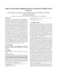 Ditio: Trustworthy Auditing of Sensor Activities in Mobile & Iot Devices