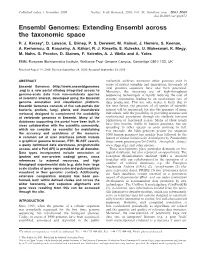 Ensembl Genomes: Extending Ensembl Across the Taxonomic Space P