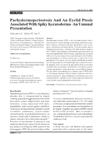 Pachydermoperiostosis and an Eyelid Ptosis Associated with Spiky Keratoderma–An Unusual Presentation