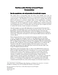 Task Force on Mass Shootings and Assault Weapons Recommendations