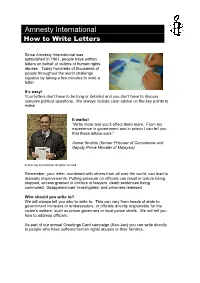Amnesty International How to Write Letters