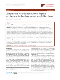 Comparative Histological Study of Hepatic Architecture in the Three Orders Amphibian Livers Hideo Akiyoshi* and Asuka M Inoue