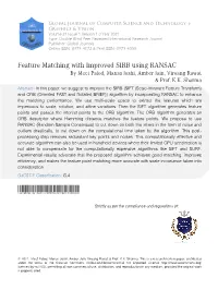 Feature Matching with Improved SIRB Using RANSAC by Meet Palod, Manas Joshi, Amber Jain, Viroang Rawat & Prof