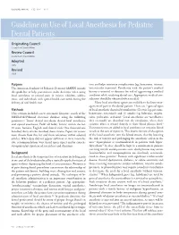 Guideline on Use of Local Anesthesia for Pediatric Dental Patients