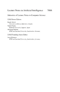 Lecture Notes in Artificial Intelligence 7006