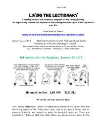 LIVING the LECTIONARY a Weekly Study of the Scriptures Assigned for the Coming Sunday