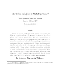 Revelation Principles in Multistage Games∗