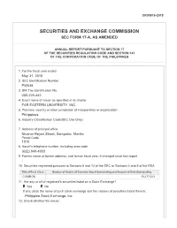 Securities and Exchange Commission Sec Form 17-A, As Amended