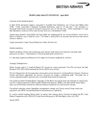 TRAFFIC and CAPACITY STATISTICS – April 2009