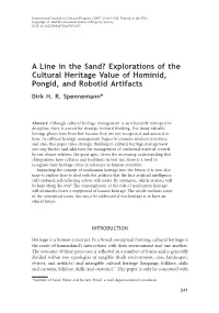 Explorations of the Cultural Heritage Value of Hominid, Pongid, and Robotid Artifacts Dirk H