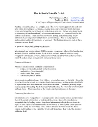 How to Read a Scientific Article -Cain Project in Engineering and Professional Communication