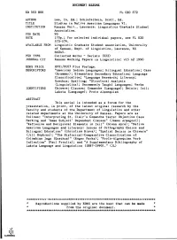 Studies in Native American Languages VI