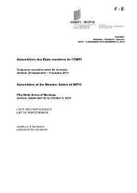 Assemblées Des États Membres De L'ompi Assemblies of the Member