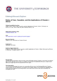 Duties of Care, Causation, and the Implications of Chester V Afshar', Edinburgh Law Review, Vol