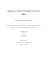 Integration of a Nuclear Rocket Engine Onto a Lunar Hopper