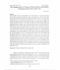 The Changing Status of Women in Modern Bhutan with Relation to Education (From 1914 to 2003 A.D.)