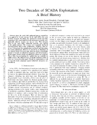 Two Decades of SCADA Exploitation: a Brief History