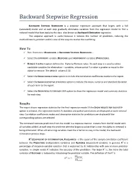 Backward Stepwise Regression