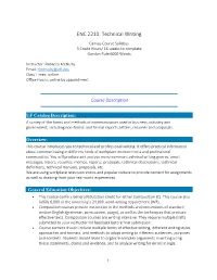 ENC 2210: Technical Writing