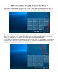 A How to for Windows Updates in Windows 10